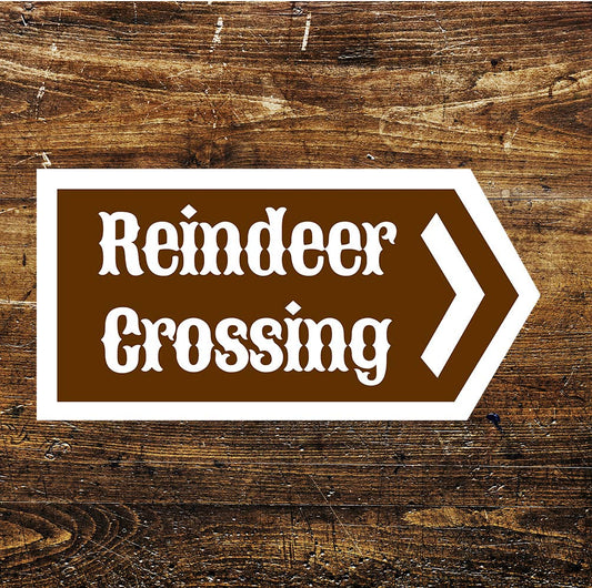 Reindeer Crossing Christmas Home Decor Fun Art | Metal Sign