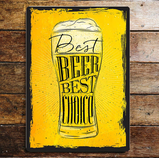Best Beer Best Choice Beer Glass Yellow | Metal Sign Plaque