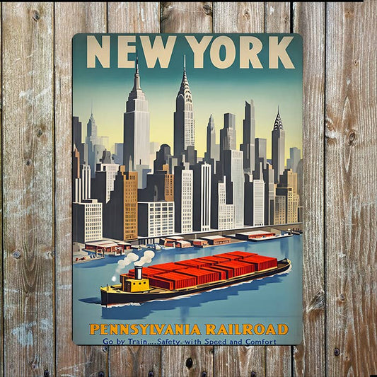 Vintage New York City Travel Poster | Metal Sign Plaque