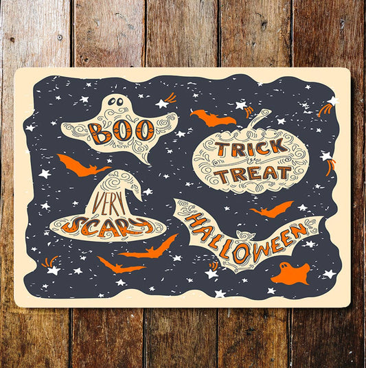 Halloween ghost boo | Metal Wall Sign Plaque