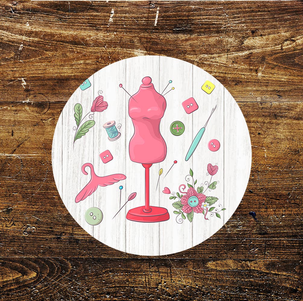 Sewing stitching craft room Circle Metal Sign
