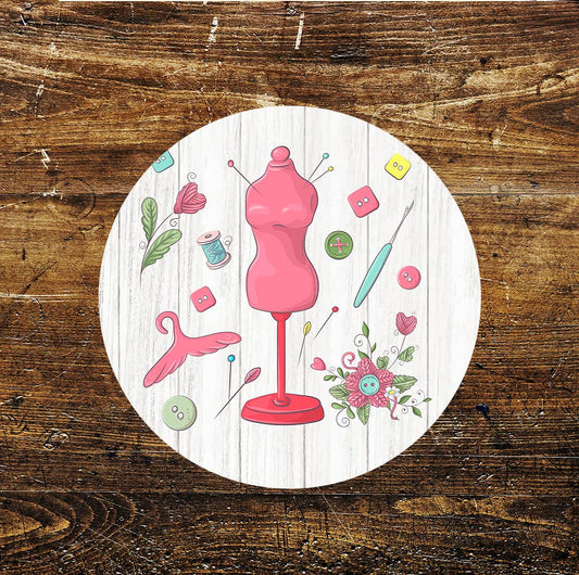 Sewing stitching craft room Circle Metal Sign