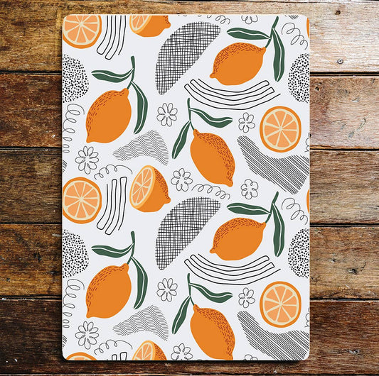 Fun lemon pattern kitchen | Metal Wall Sign