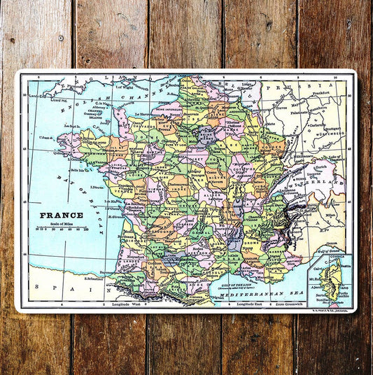 Map Of France | Metal Sign Plaque