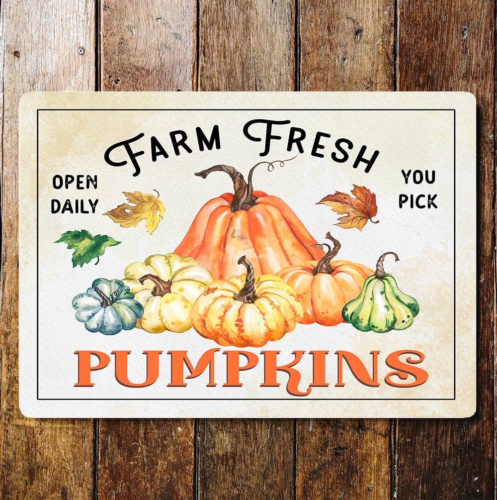 Rustic Pumpkin Farm Wall Metal Sign Plaque
