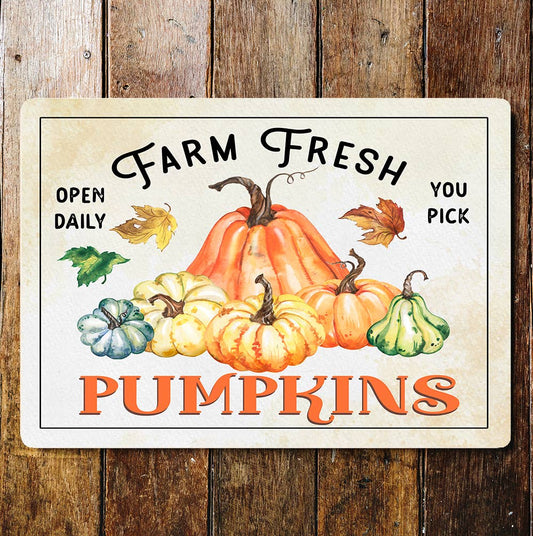 Rustic Pumpkin Farm Wall Metal Sign Plaque