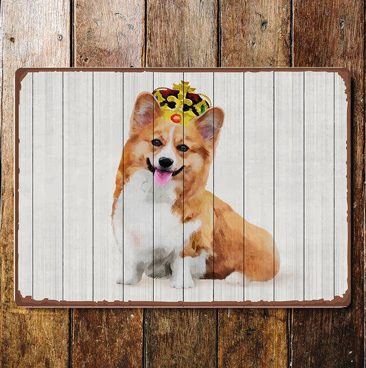 Corgi Dog Crown Animals | Metal Wall Sign