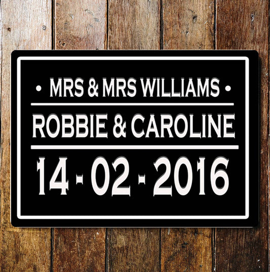 Number Plate Mr & Mrs Wedding Date | Metal Wall Sign