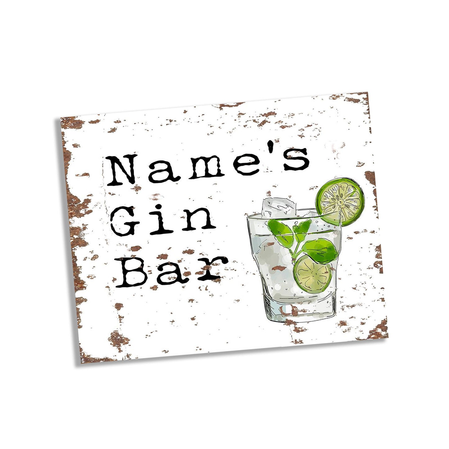 Gin Bar Personalised Custom Name | Metal Wall Sign