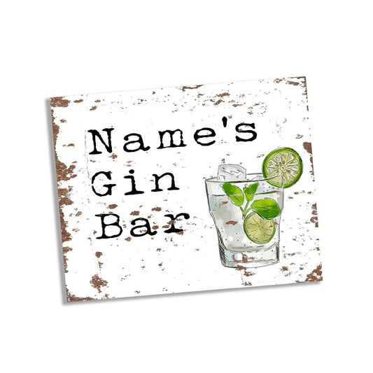 Gin Bar Personalised Custom Name | Metal Wall Sign