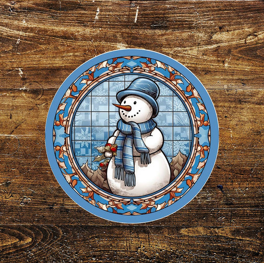 Christmas Snowman Traditional Decoration Circle Metal Sign