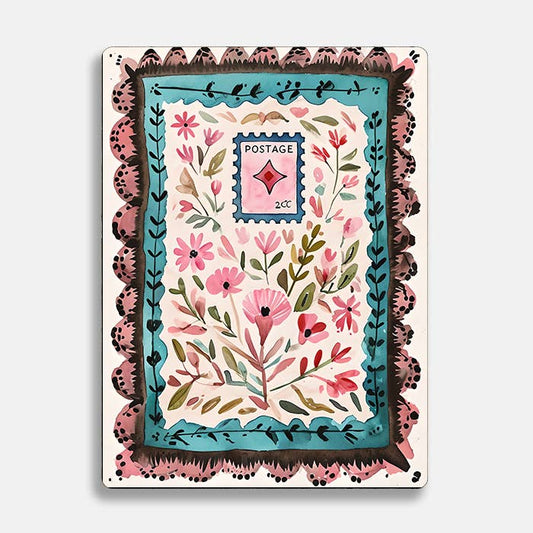 Watercolor Stamp scandinavian folk | Metal Sign Plaque