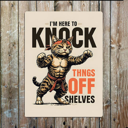 I'm Here To Knock Things Off Shelves Cat | Metal Sign Plaque