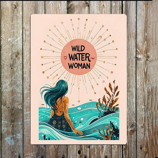 Wild Water Women Swimmer Sea Nautical | Metal Sign Plaque