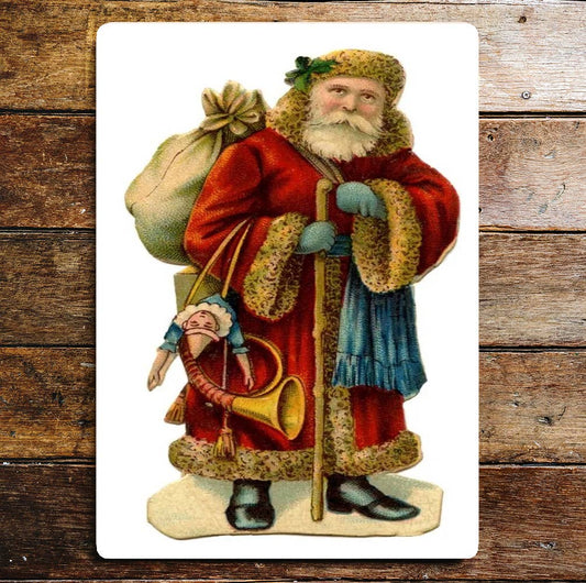CHRISTMAS VINTAGE SANTA Wall | Metal Sign Plaque