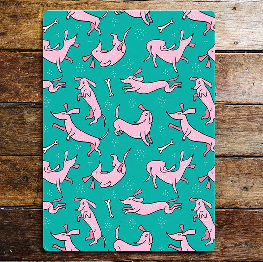 Dachshund sausage dog pattern dogs | Metal Sign Plaque