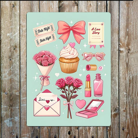 RomanceThemed Illustration Heart Love Metal Sign Plaque