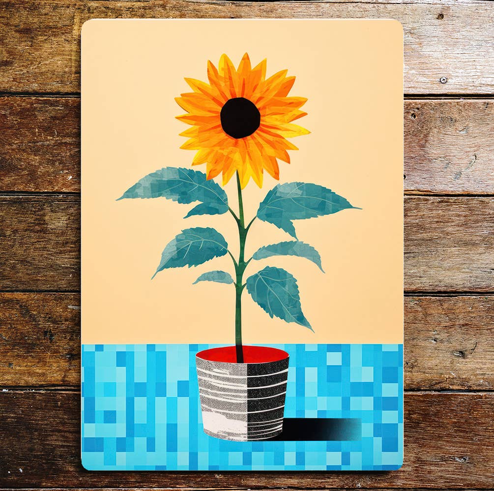 Sunflower Vase Plant Metal Sign Plaque