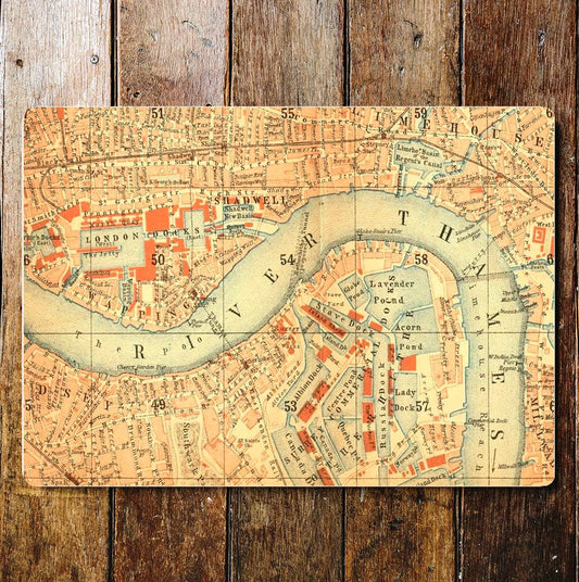 London Map Vintage Thames map | Metal Sign