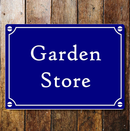 Garden Store Notice Blue Plaque