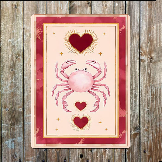 Coral Crab Heart Stars Nautical | Metal Sign Plaque