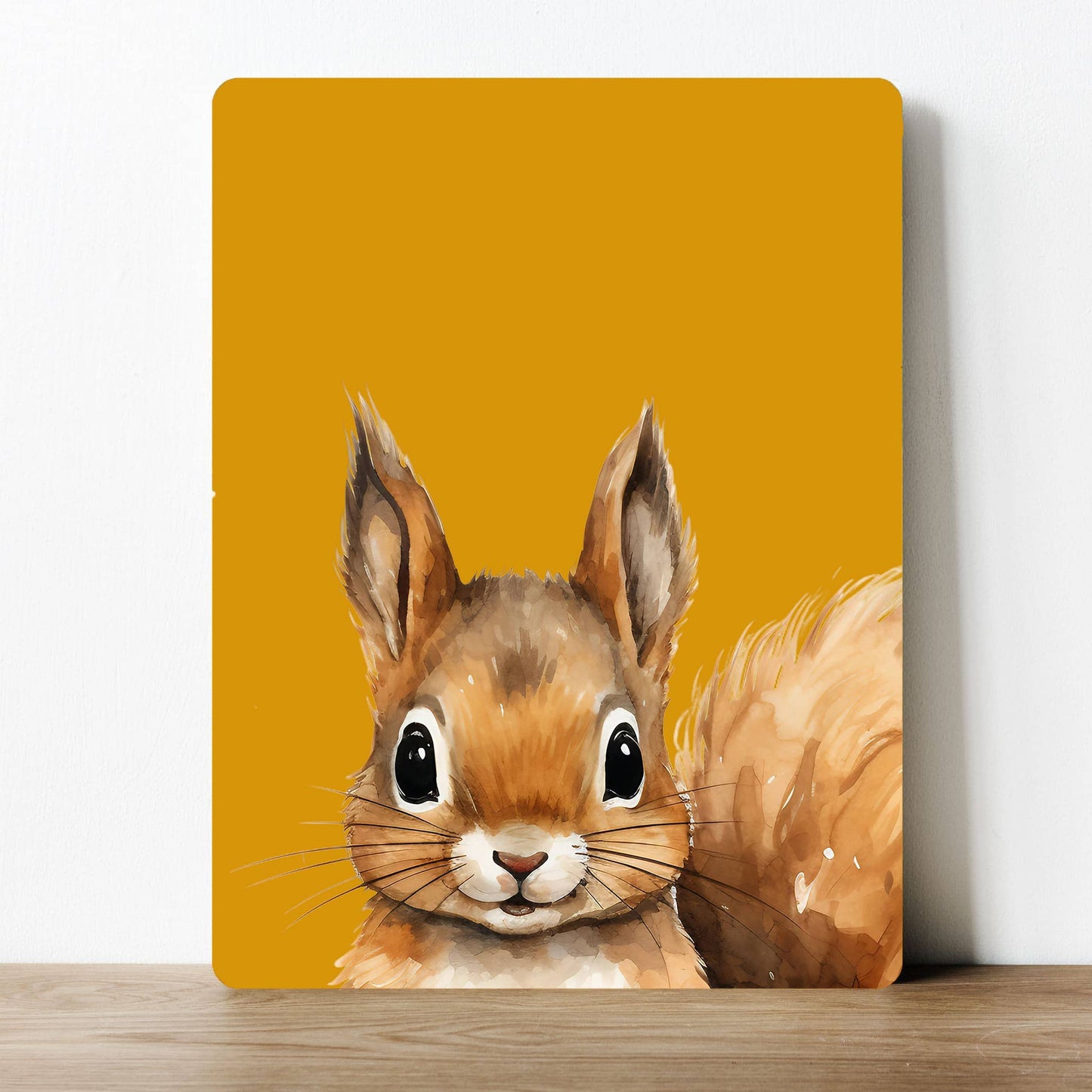 Mustard Squirrel Hare Autumn Fall | Metal Sign Plaque