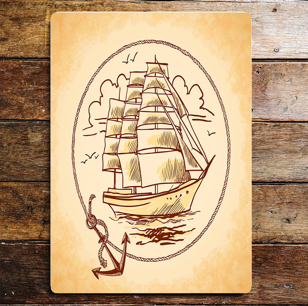Ship Anchor Sea Rope Metal Sign Plaque