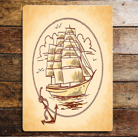 Ship Anchor Sea Rope Metal Sign Plaque