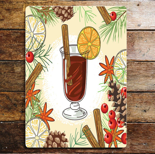 Christmas Cocktail Cinnamon Stick Orange | Metal Wall Sign