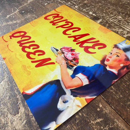 Cupcake Queen Pin Up Girl | Metal Wall Sign
