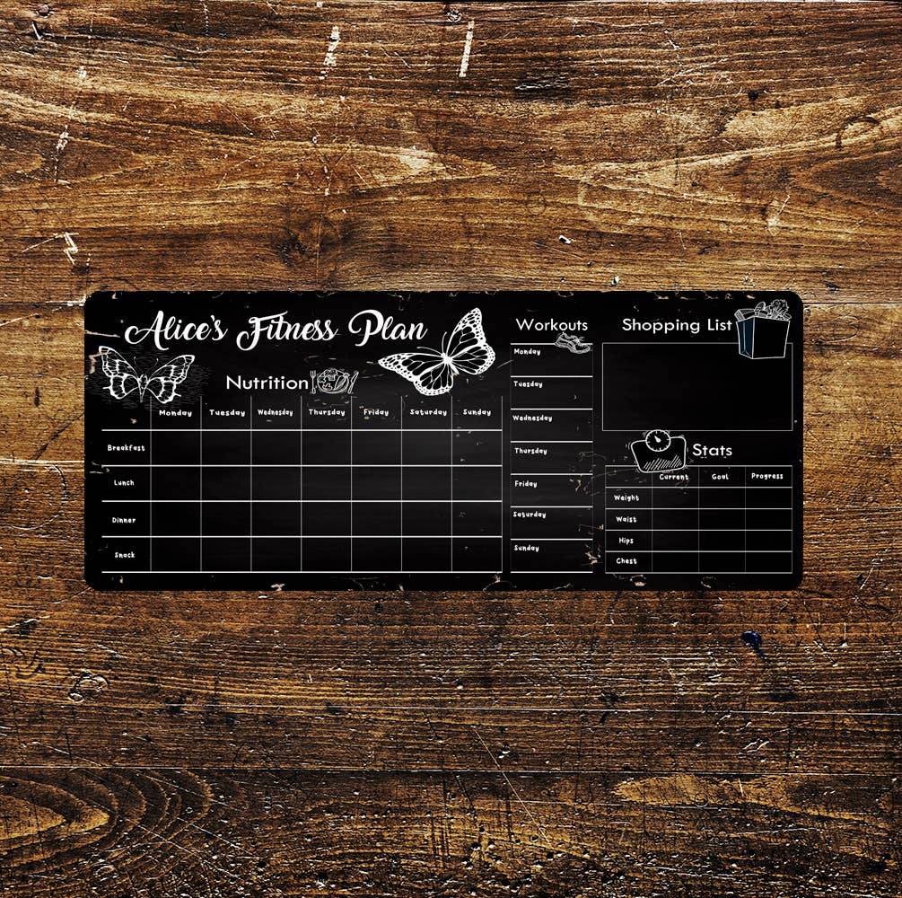 Metal Fitness Meal Workout Planner | Metal Sign