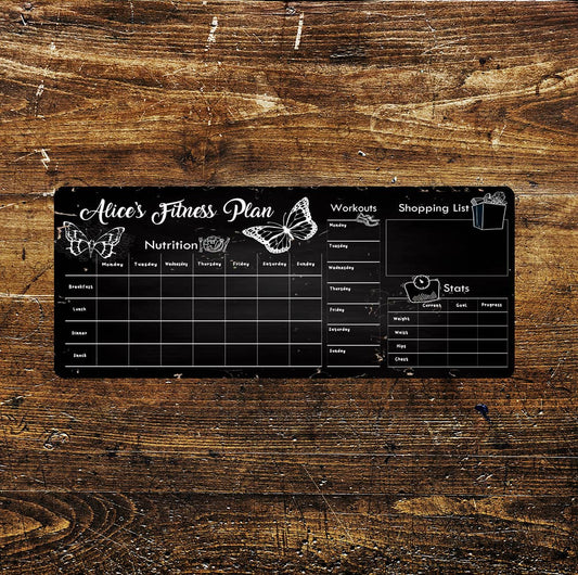 Metal Fitness Meal Workout Planner | Metal Sign