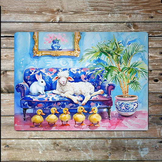 Rabbit Lamb Duck | Watercolour | Metal Sign Plaque