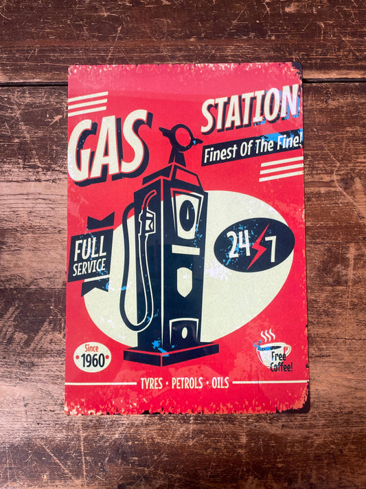 Gas Station Retro Garage | Metal Wall Sign Plaque