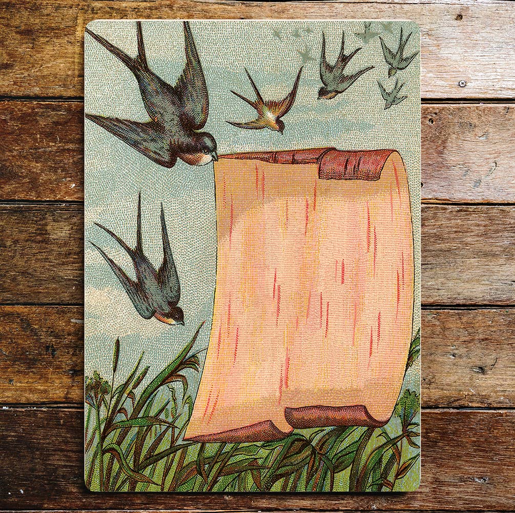 Swallows Flying Field Birds Metal Wall Sign