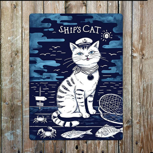 Ships Cat Sailor sea Nautical Metal Sign Plaque