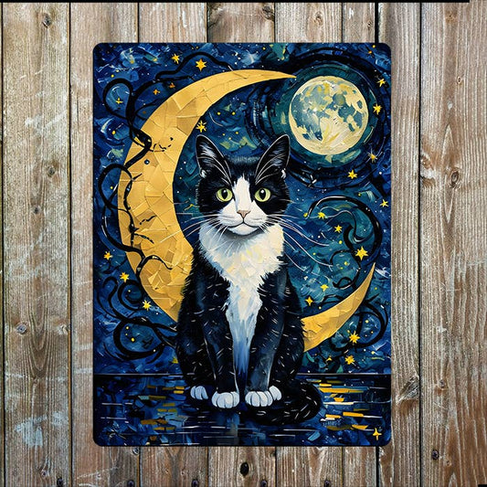 With Colourful Crescent Moons And Stars | Metal Sign Plaque