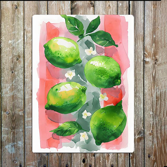 Lime Fruit | Contemporary Watercolour | Metal Sign Plaque