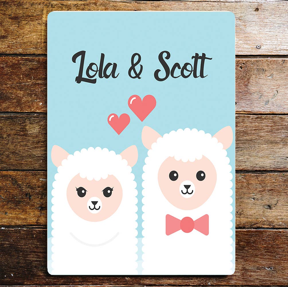 Couple Llama Any Name Text Personalised | Metal Sign