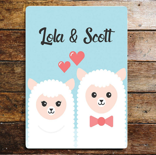 Couple Llama Any Name Text Personalised | Metal Sign
