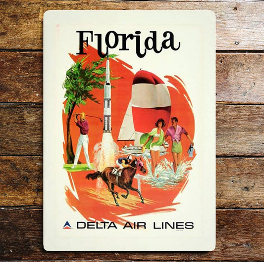 Florida Delta Air Lines | Metal Travel Wall Sign
