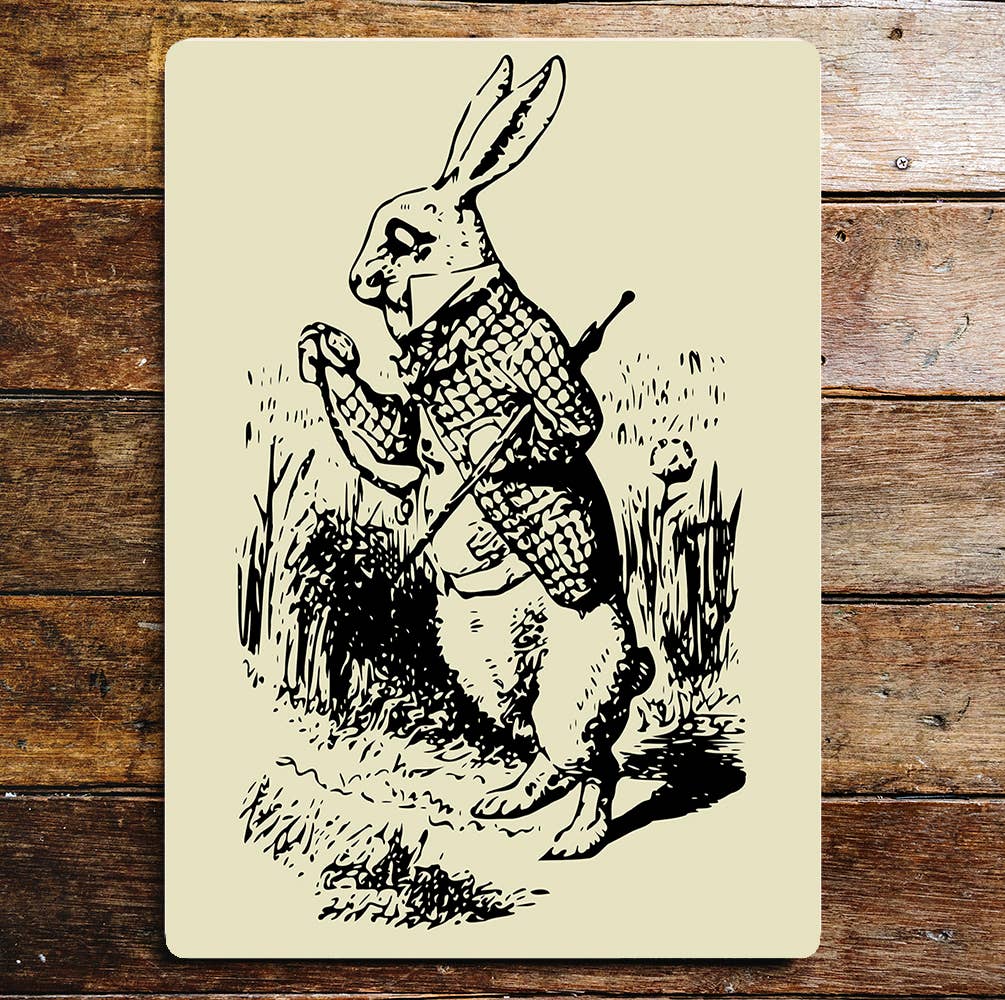 Mad Hatter Alice in Wonderland Rabbit | Metal Wall Sign