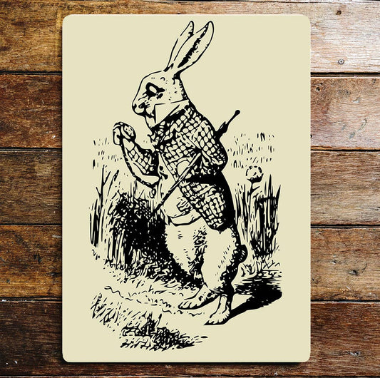Mad Hatter Alice in Wonderland Rabbit | Metal Wall Sign