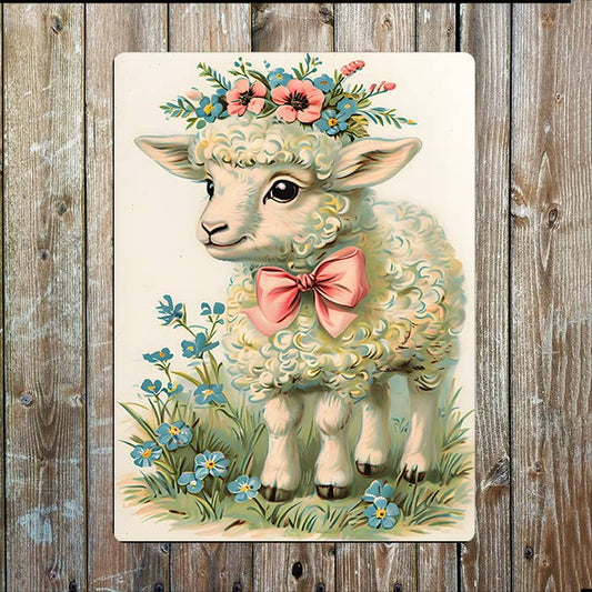 Vintage Easter Lamb Sheep | Metal Sign Plaque