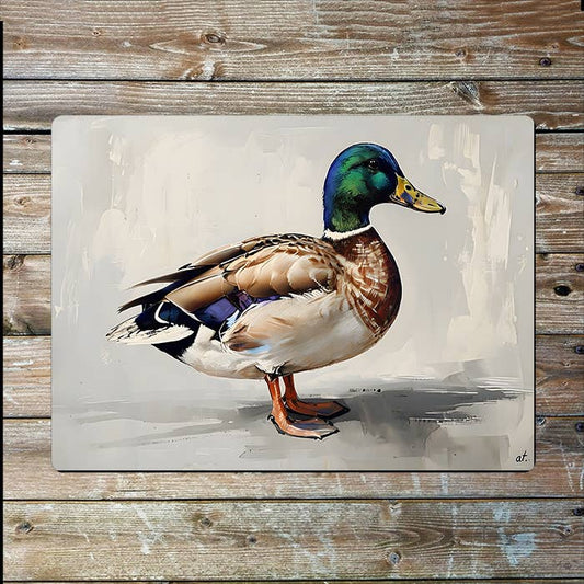 Painting style Male Mallard Duck Metal Sign Plaque
