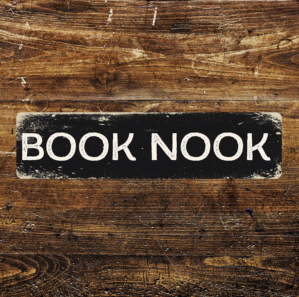 Book Nook Metal Long Sign Plaque