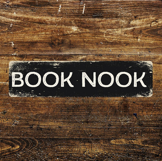 Book Nook Metal Long Sign Plaque