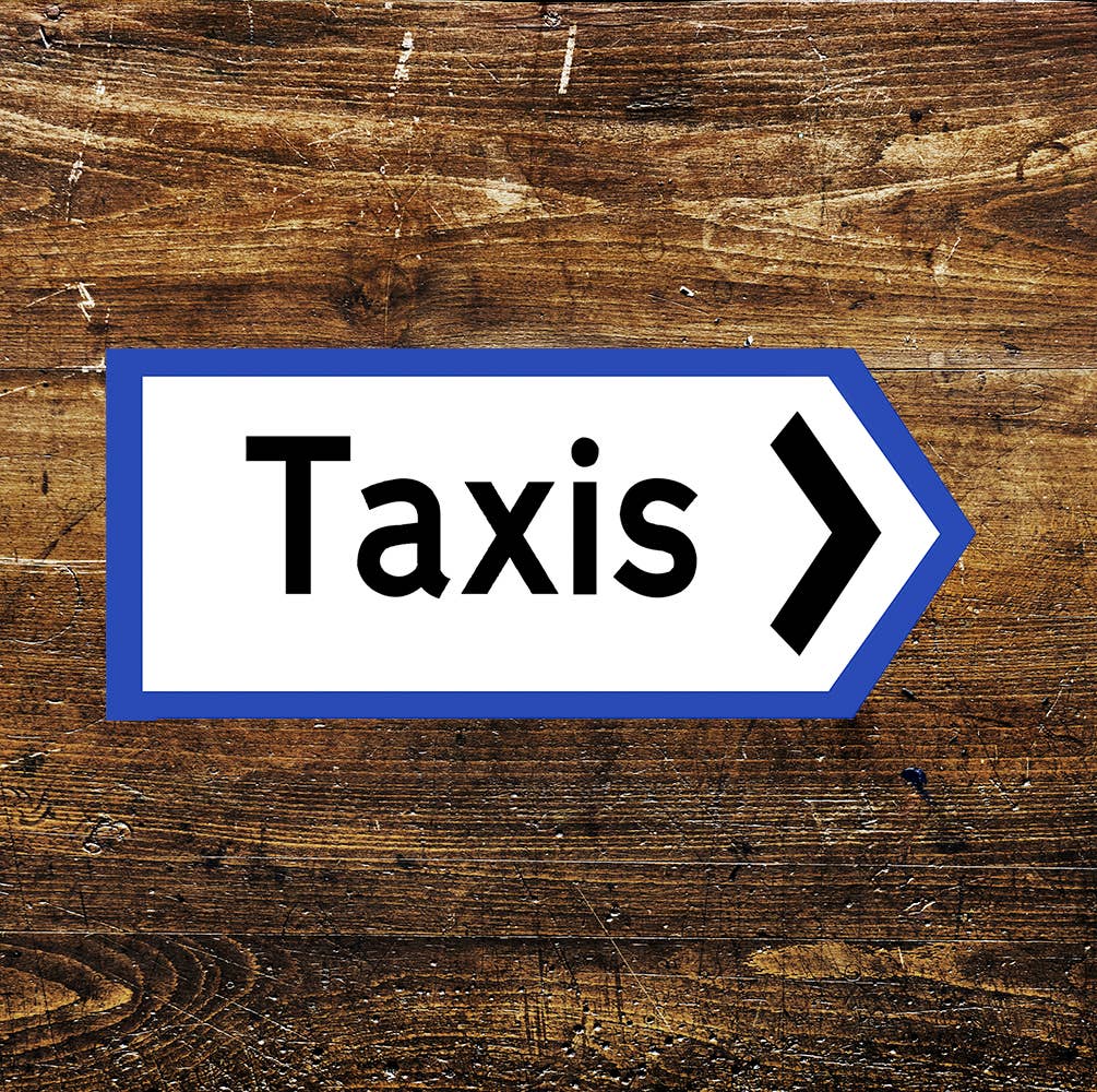 Taxis Direction Information Notice | Metal Sign