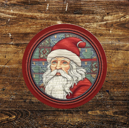 Christmas Santa Traditional Decoration Circle Metal Sign
