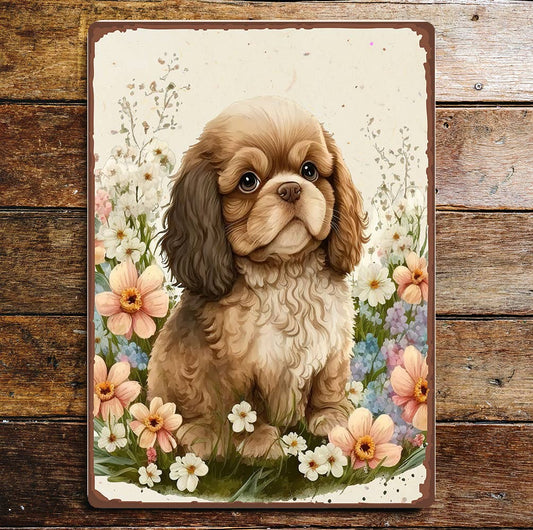 Cocker Spaniel Puppy in Nature | Metal Sign Plaque